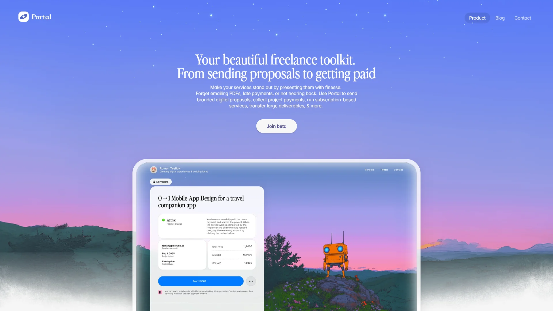 Screenshot of Portal Pricing Page